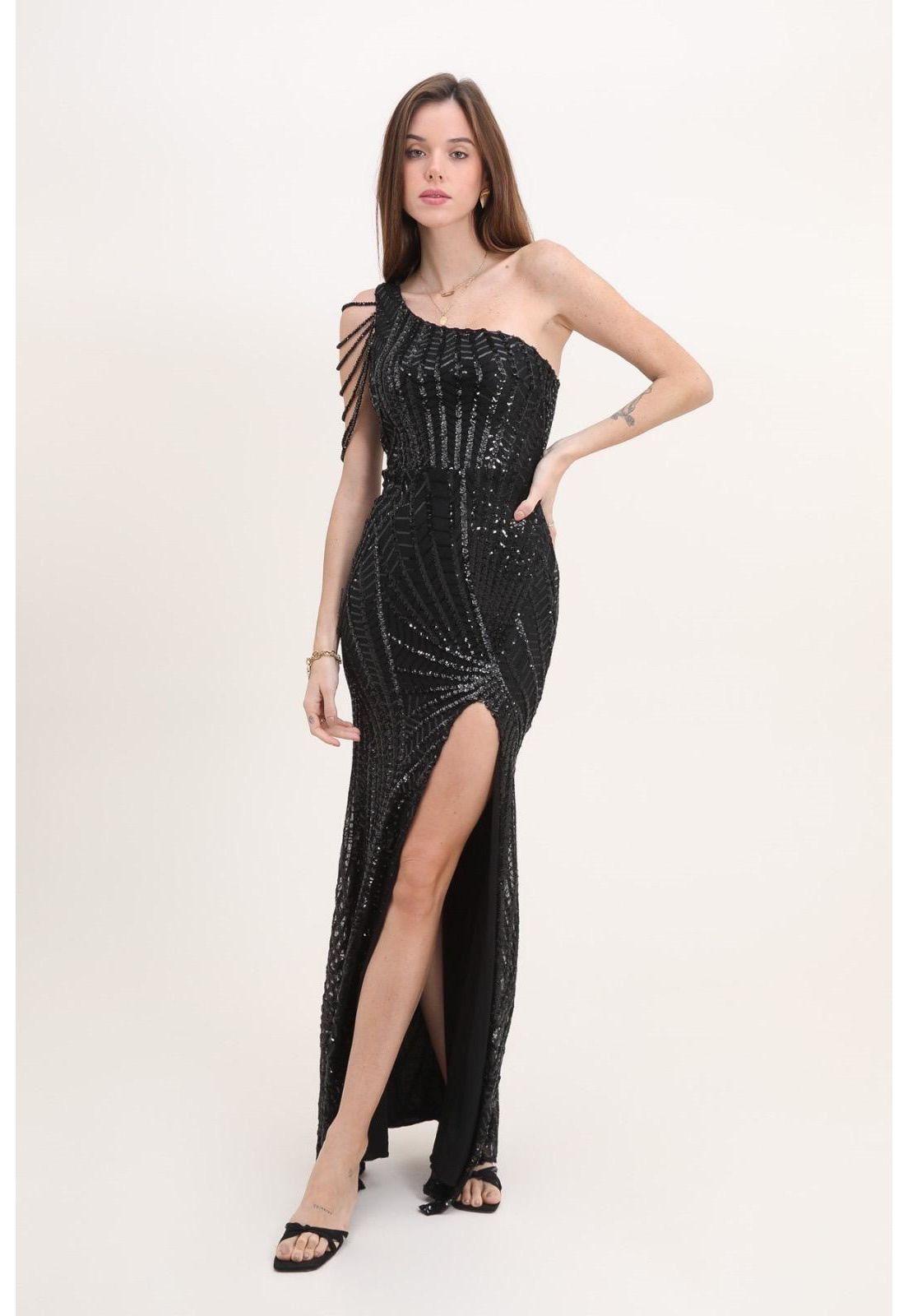VESTIDO DE FIESTA L512202 NEGRO-2