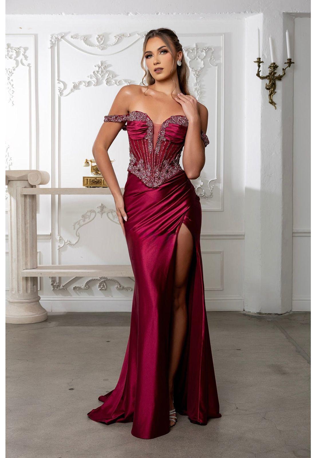 VESTIDO LARGO ALDRA BURDEO-0