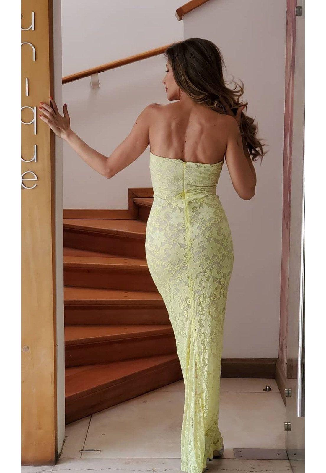 VESTIDO LARGO L3931 AMARILLO-3
