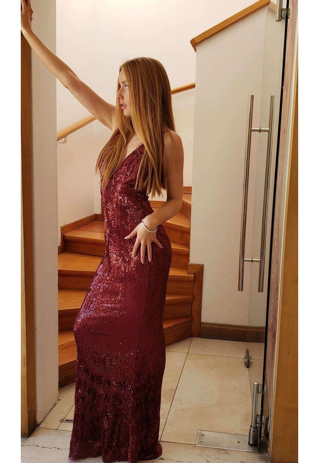VESTIDO LARGO L5029 GRANATE-5
