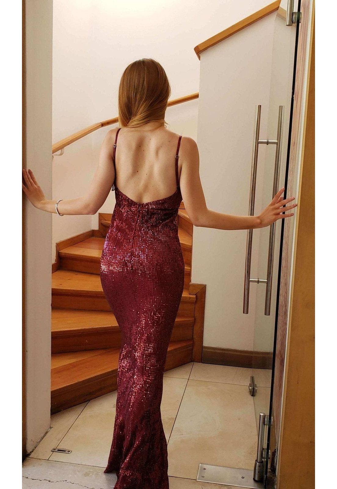 VESTIDO LARGO L5029 GRANATE-6