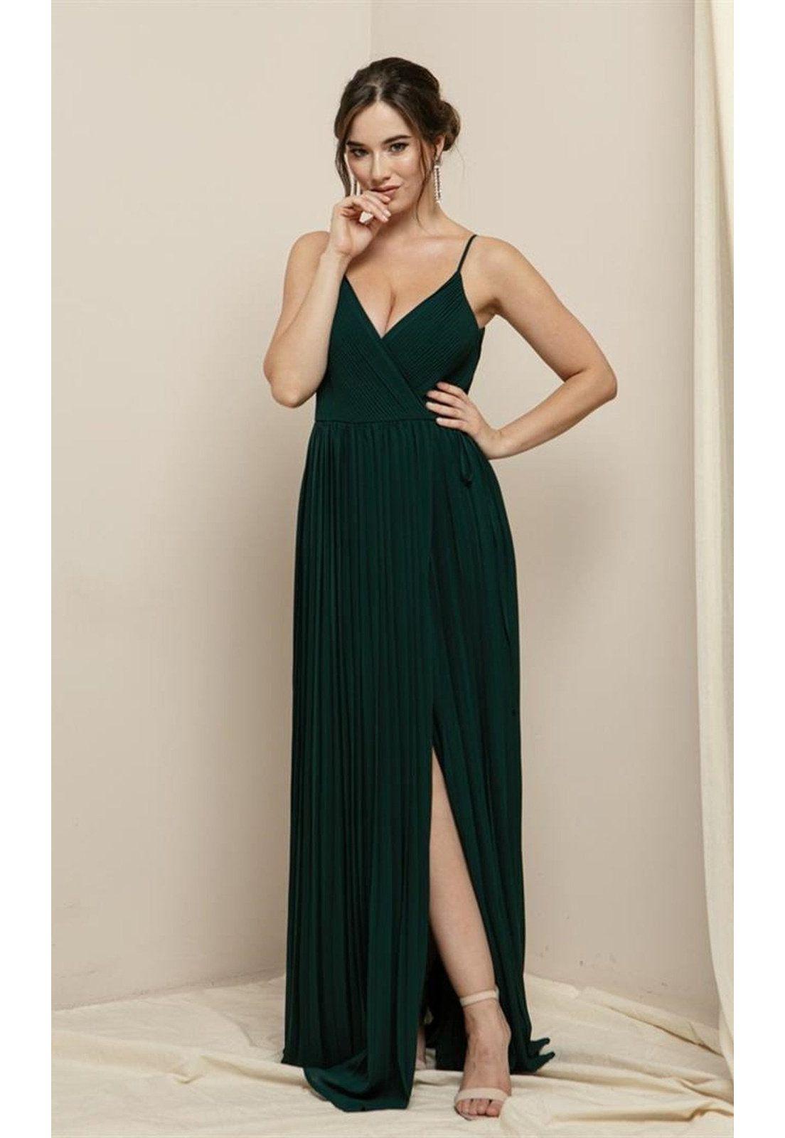 VESTIDO LARGO L19491 VERDE ESMERALDA-2