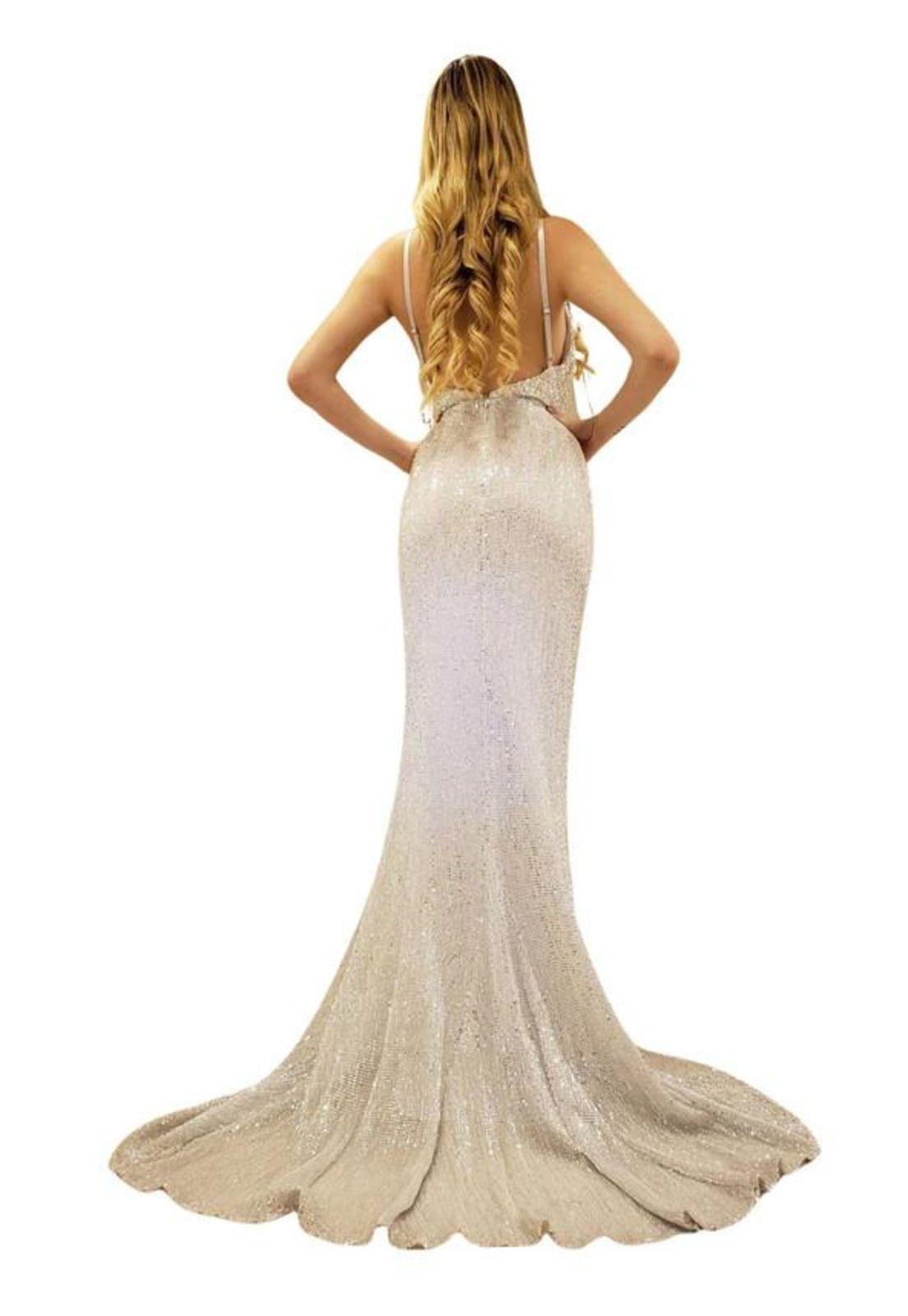 VESTIDO LARGO L50568 PLATEADO-1