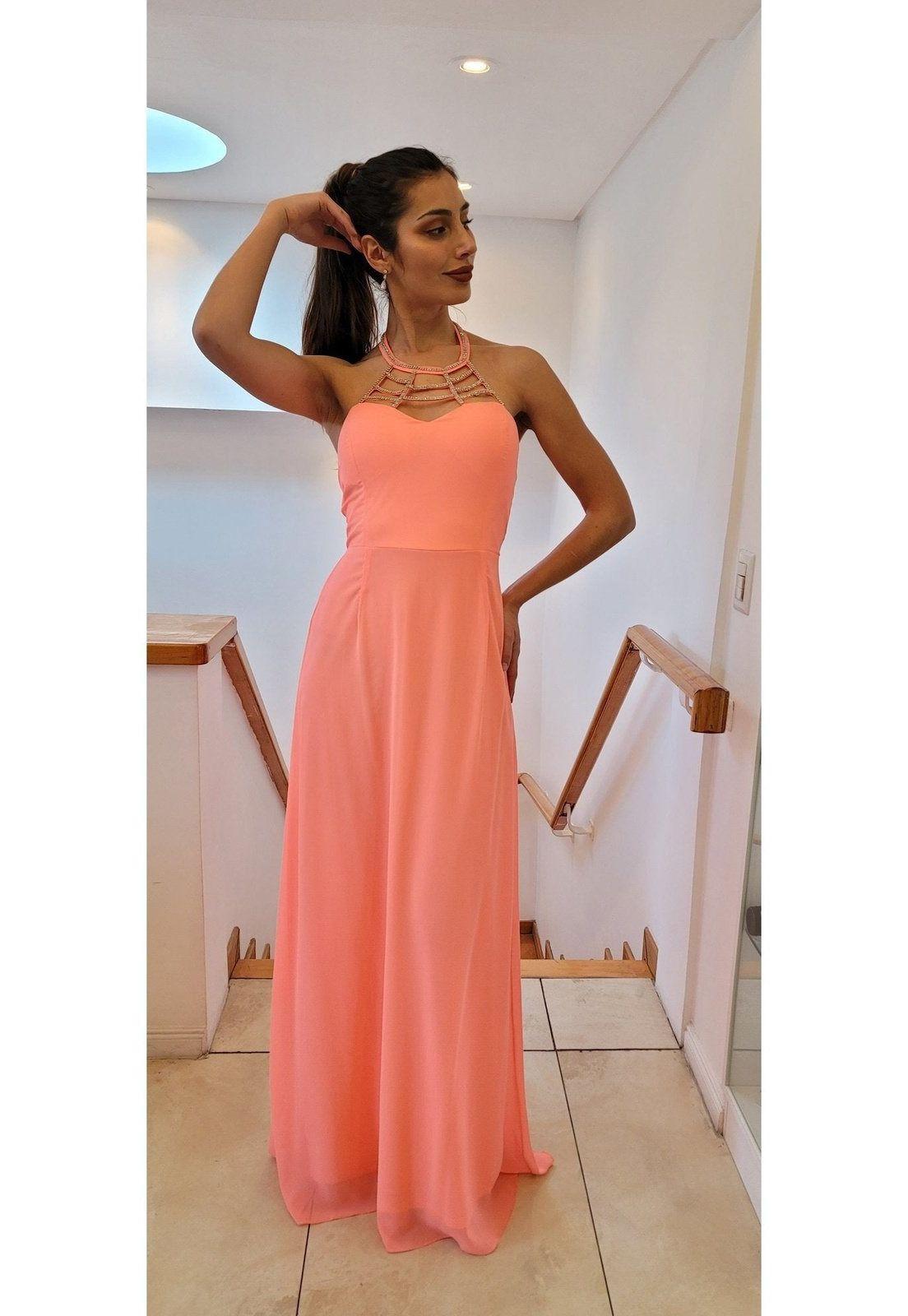 VESTIDO LARGO L626 CORAL-5