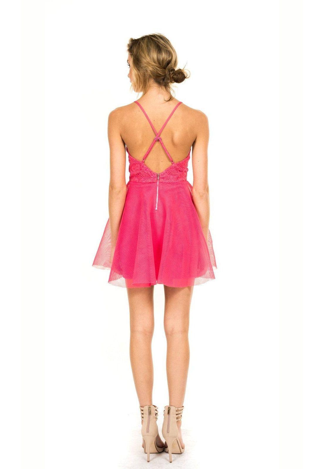 VESTIDO CORTO C1403 FUCSIA-2
