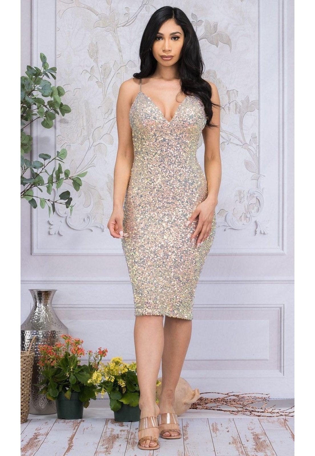 VESTIDO MEDIO M40090 DORADO-4