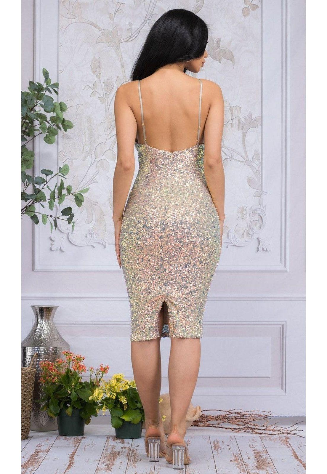 VESTIDO MEDIO M40090 DORADO-5