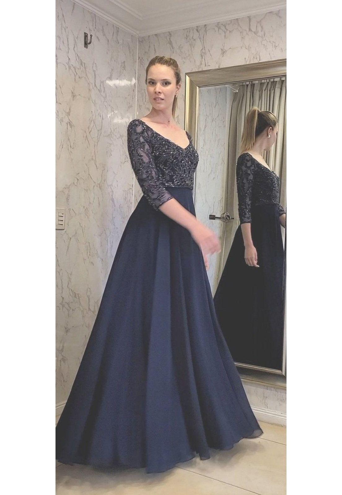 VESTIDO LARGO LMV1042 AZUL-0