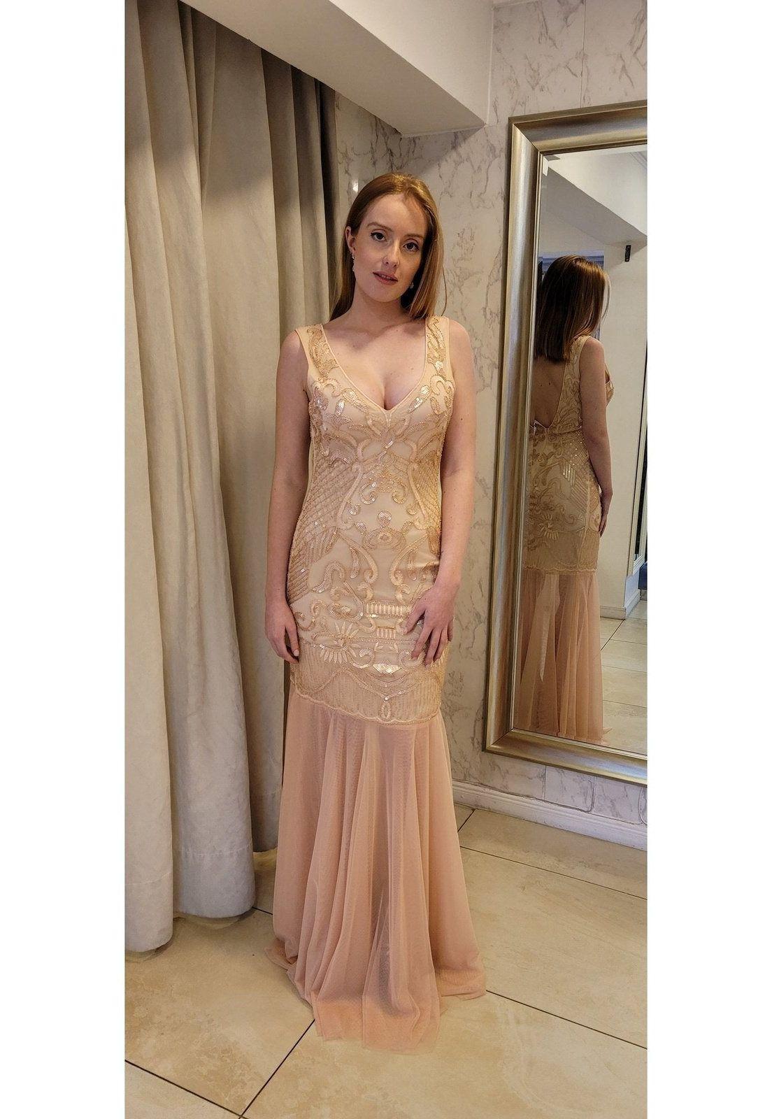VESTIDO LARGO L202951 DORADO-5