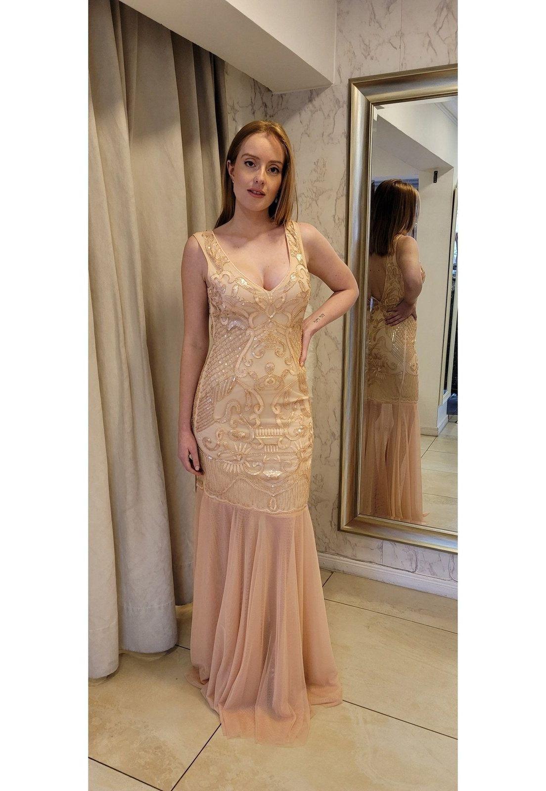 VESTIDO LARGO L202951 DORADO-6
