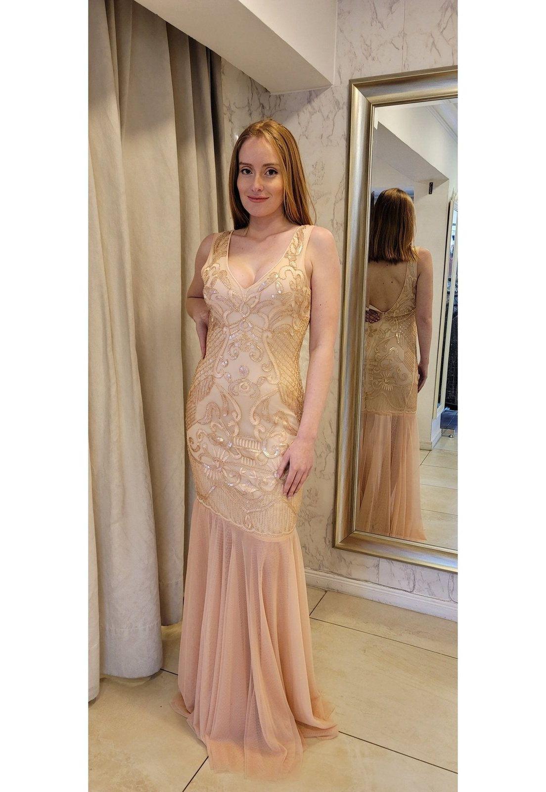 VESTIDO LARGO L202951 DORADO-8