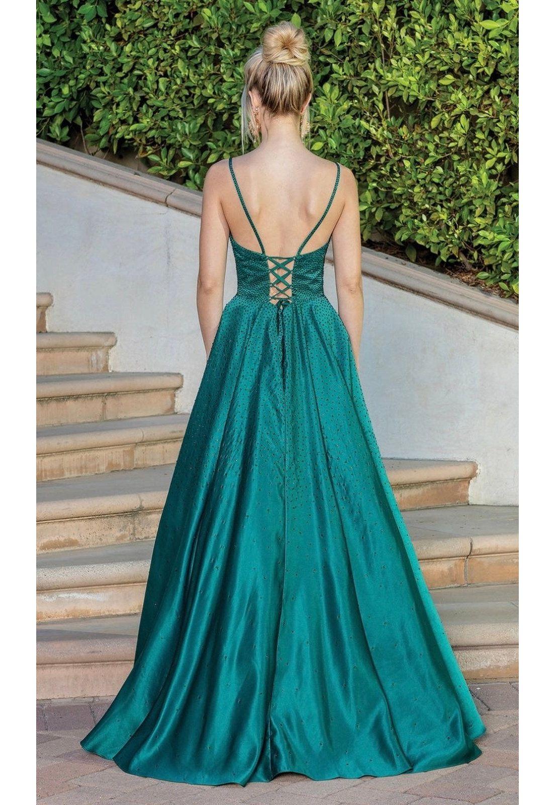 VESTIDO DE FIESTA LARGO L4256 VERDE-2
