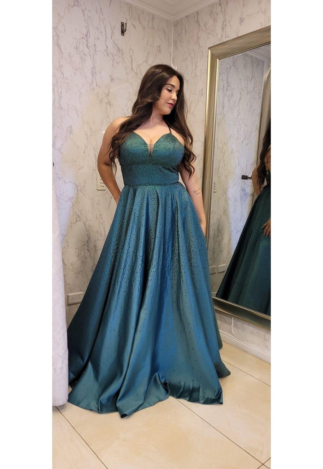 VESTIDO DE FIESTA LARGO L4256 VERDE-4