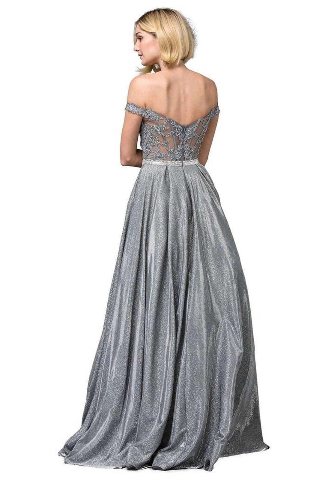 VESTIDO LARGO L2820 PLATEADO-5