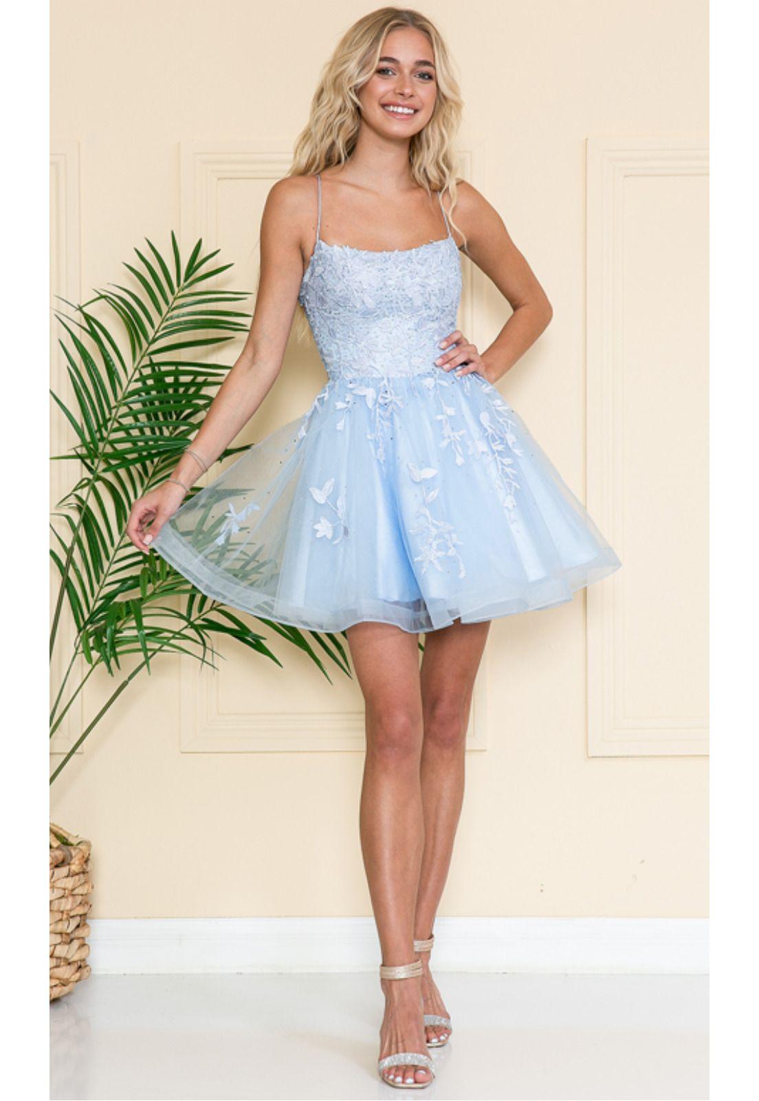 VESTIDO CORTO C7013 CELESTE-1