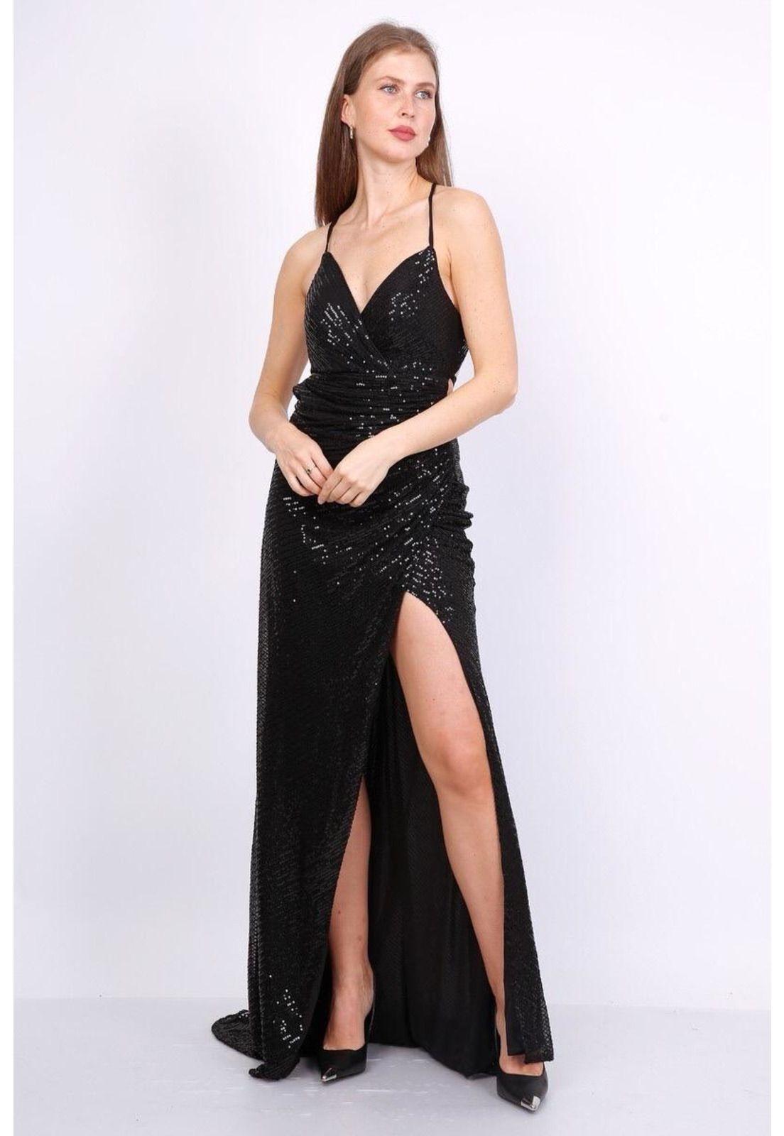 VESTIDO DE FIESTA LARGO L1999 NEGRO-0