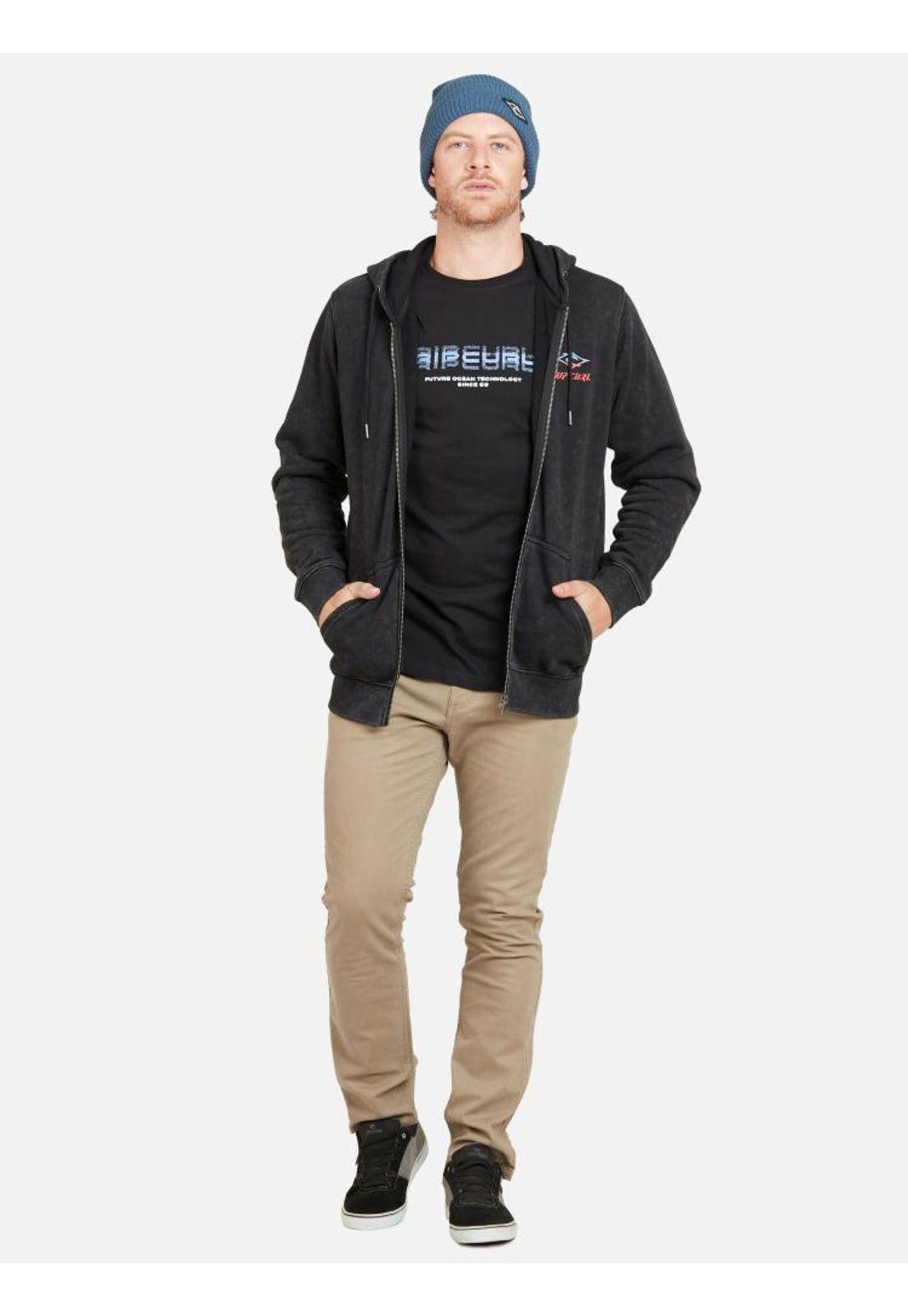 Poleron THE SEARCH FZ Hombre Negro Rip Curl-4