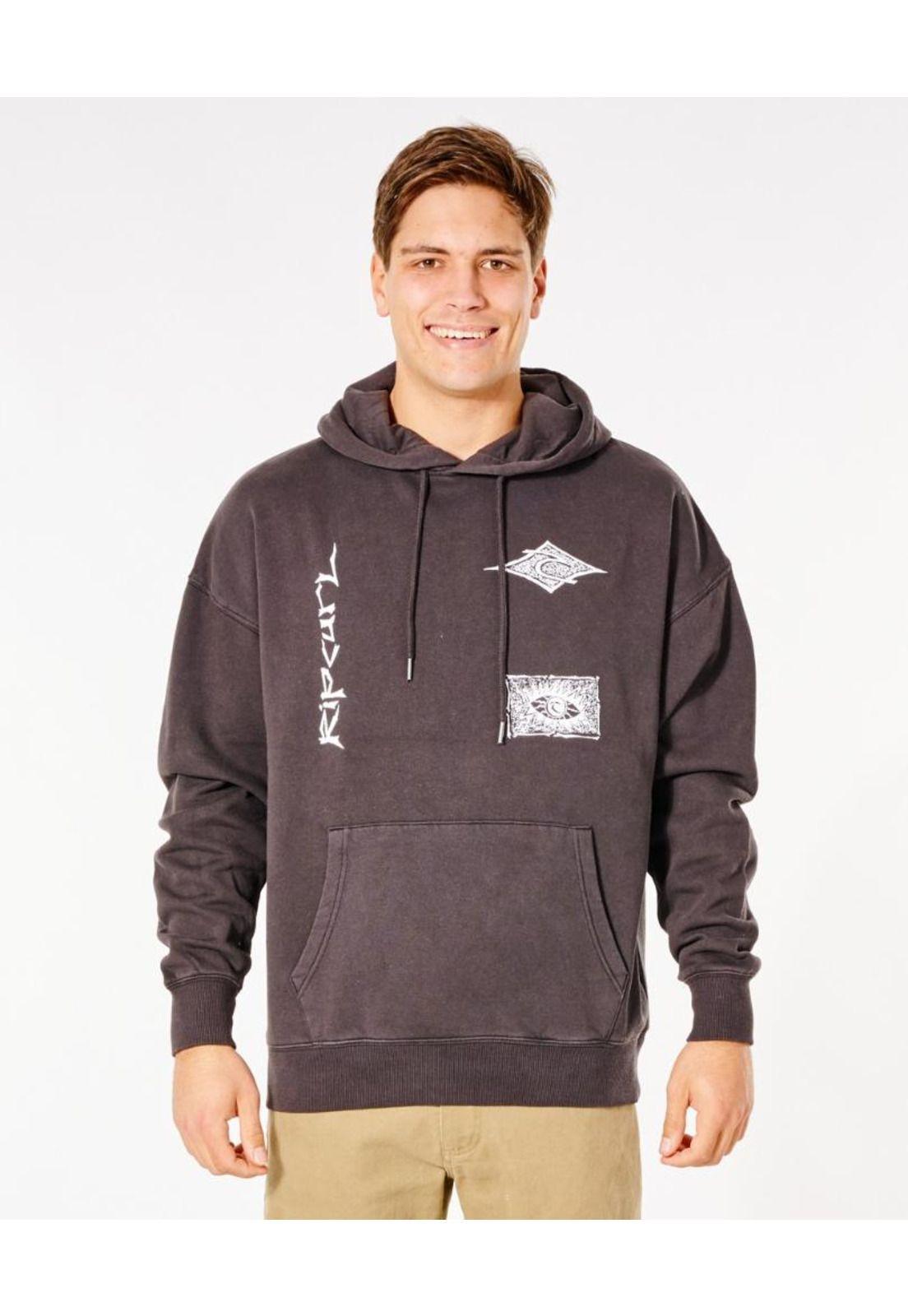Poleron Canguro SAVAGE CUTS HOOD Hombre Negro Rip Curl-0