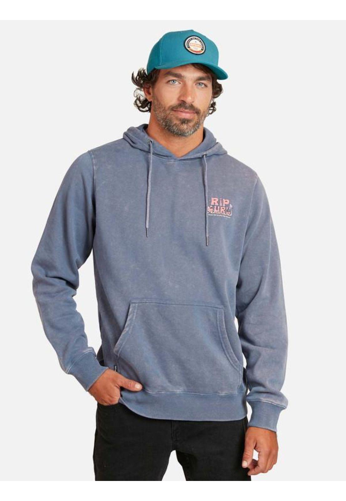 Poleron Traditions Kanguroo Acid Wash Azul Hombre Ripcurl-0