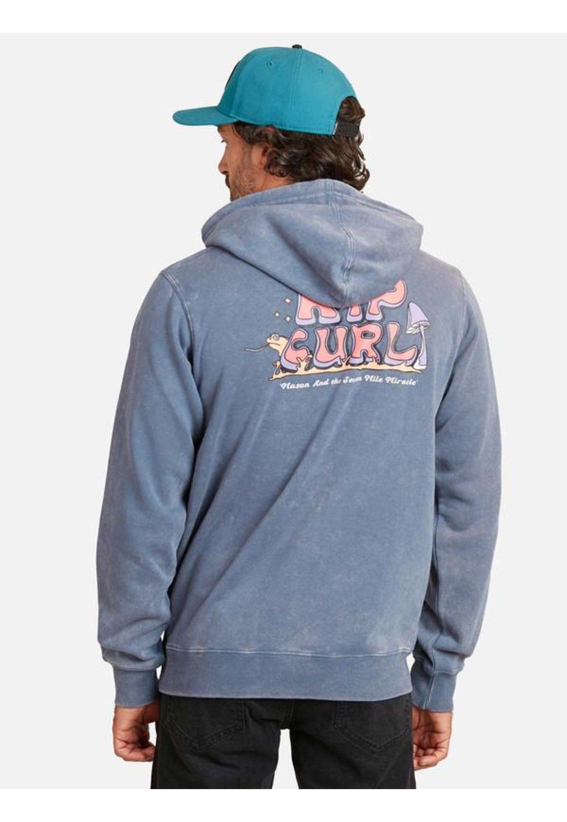 Poleron Traditions Kanguroo Acid Wash Azul Hombre Ripcurl-1