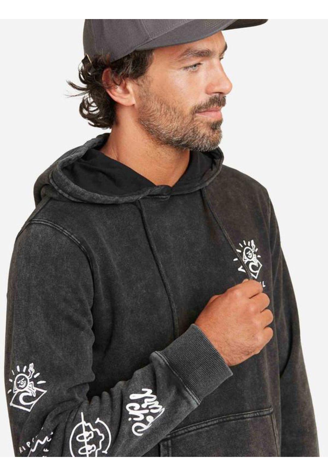 Poleron Movement Kanguroo Negro Hombre Ripcurl-2