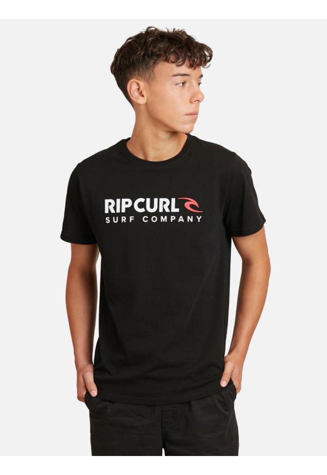 Polera M/C Basica Negro Juvenil Hombre Ripcurl-0