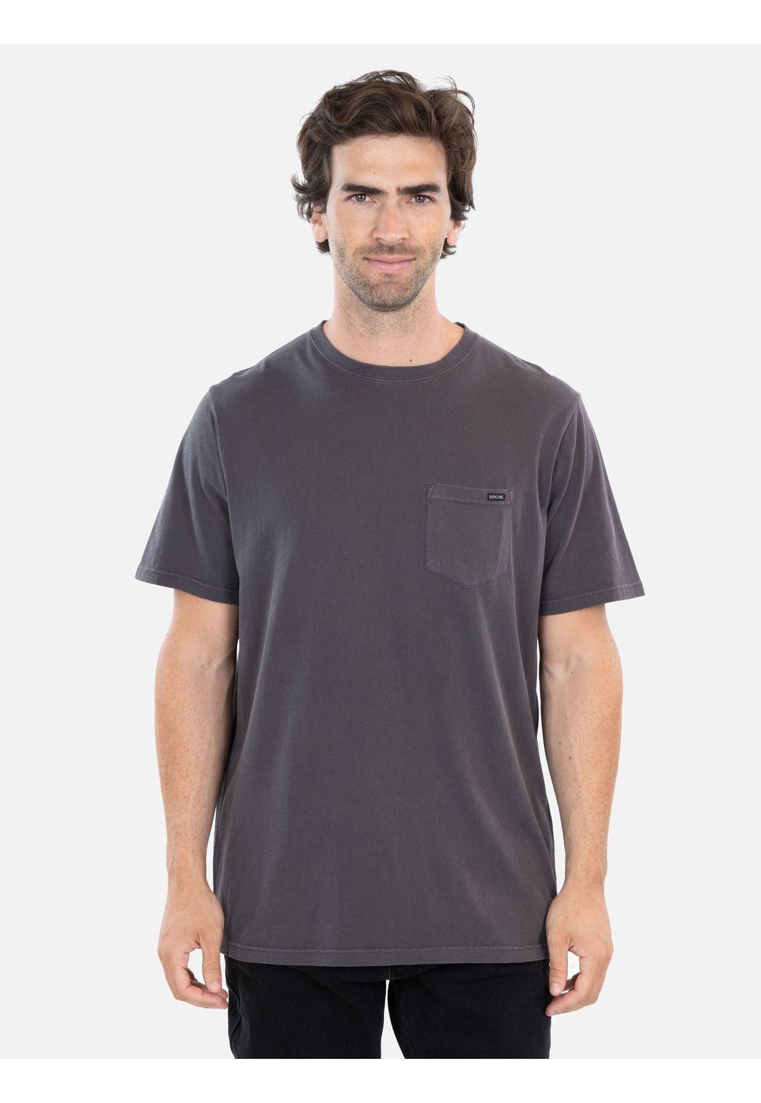 Polera MC Basic pocket Gris Hombre Rip Curl-0