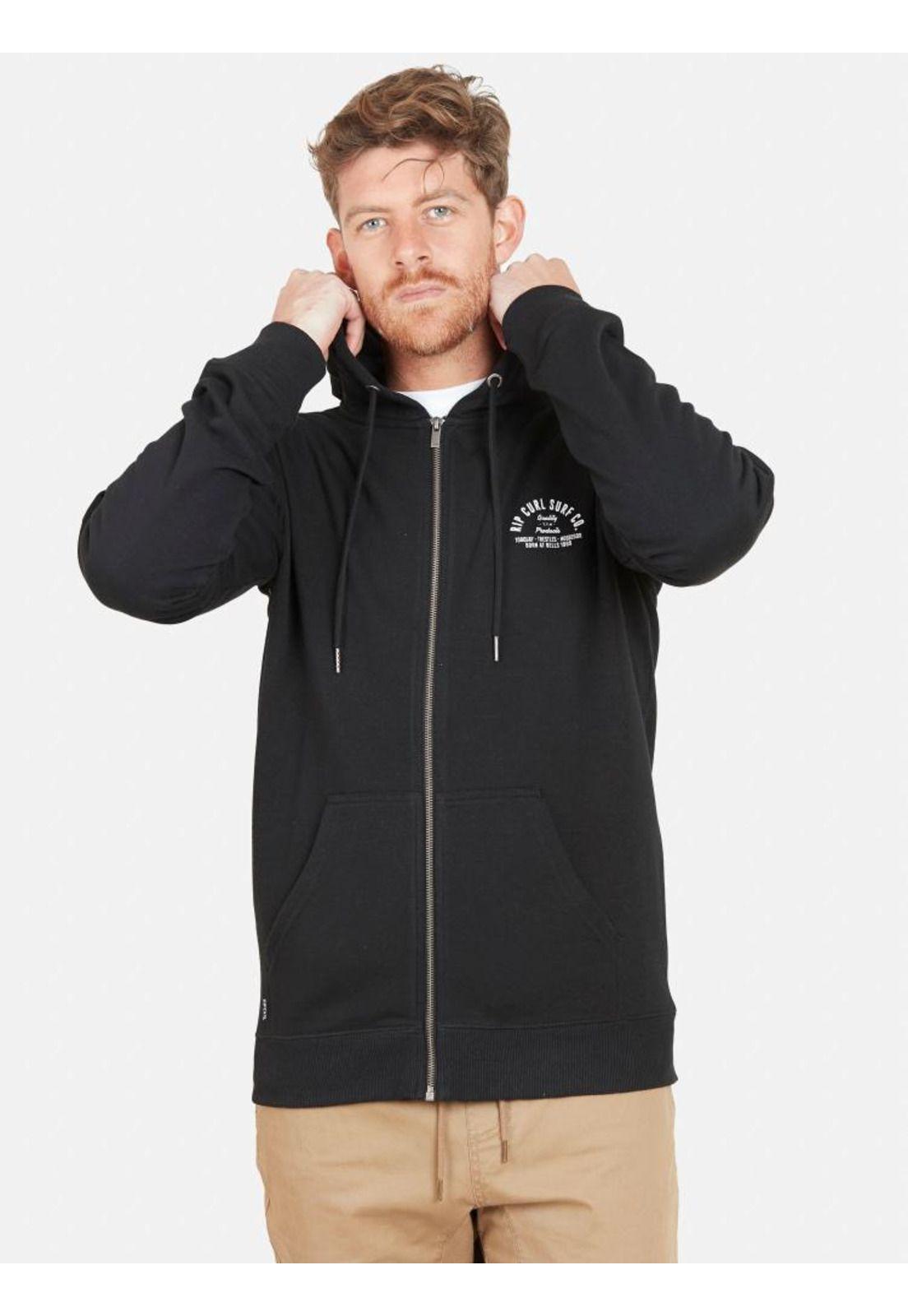 Poleron RC SRUF CO. FULL ZIPPER Hombre Negro Rip Curl-0