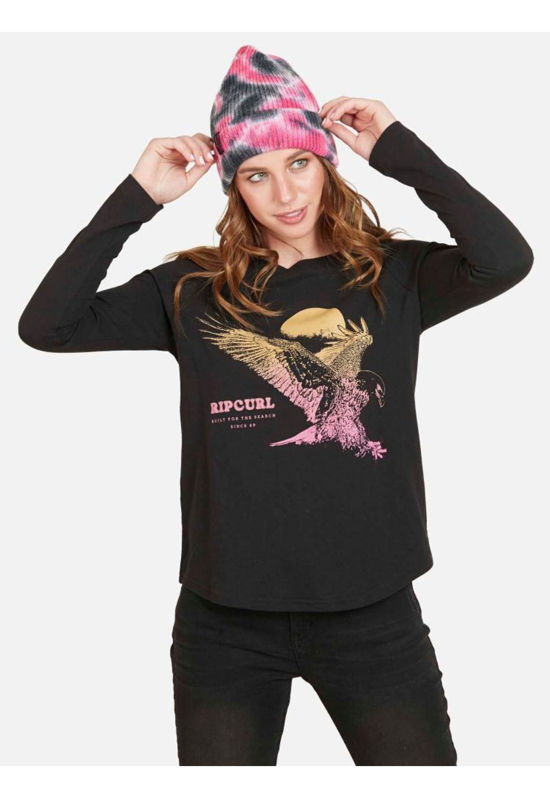 Polera ML THE EAGLE AND THE MOON Mujer Negro Rip Curl-0