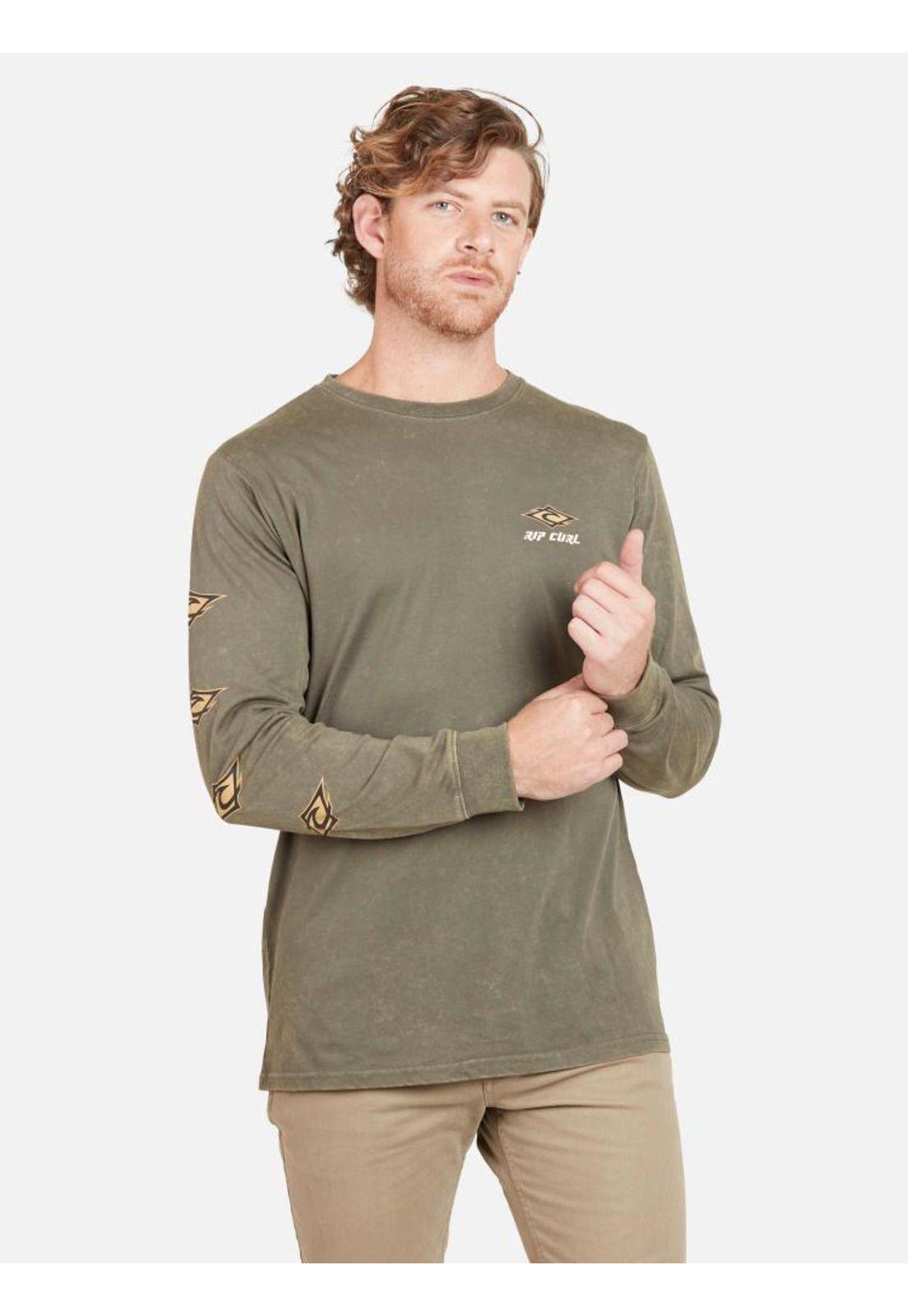 Polera LOGO RIP CURL TS Hombre Verde Militar Rip Curl-0