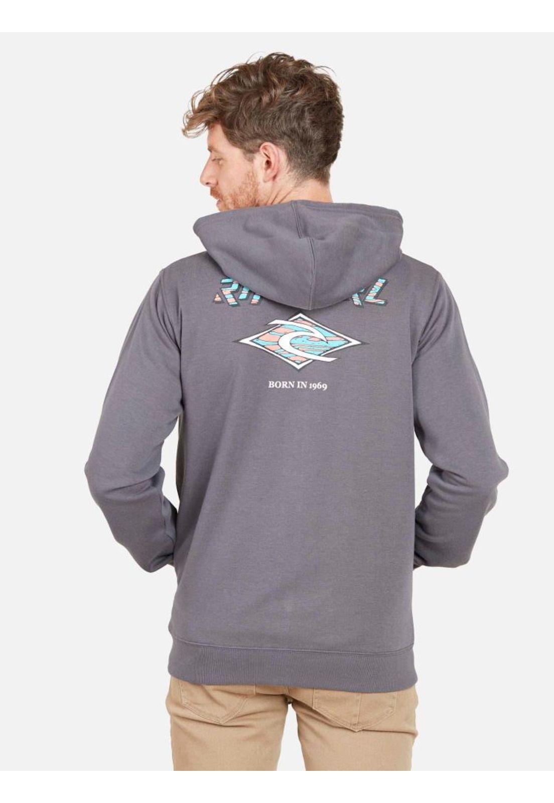 Poleron BORN IN 69 FULL ZIPPER Hombre Gris Oscuro Rip Curl-1