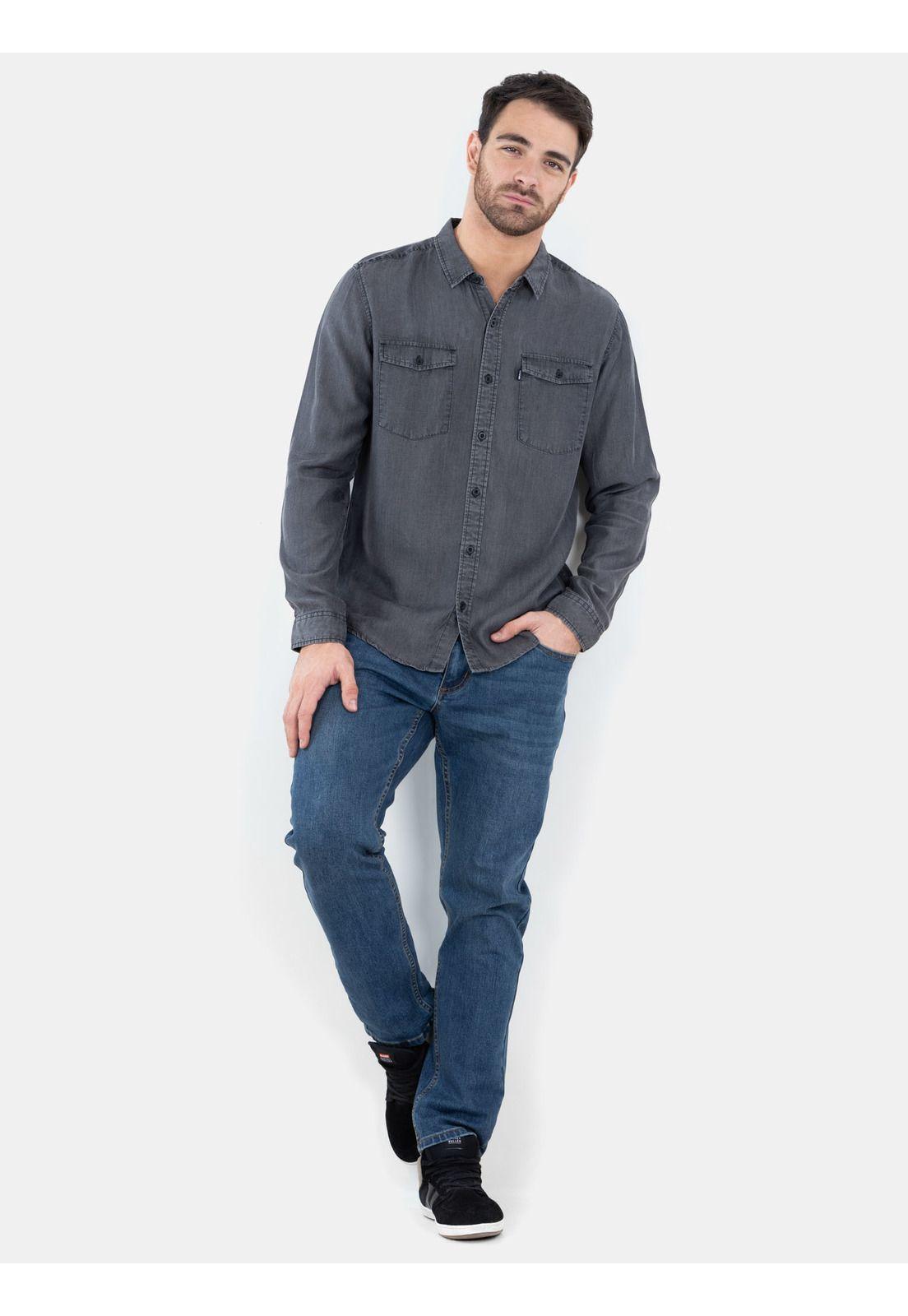 Camisa M/L Sleeve Lyocell Gris Hombre Rip Curl-1