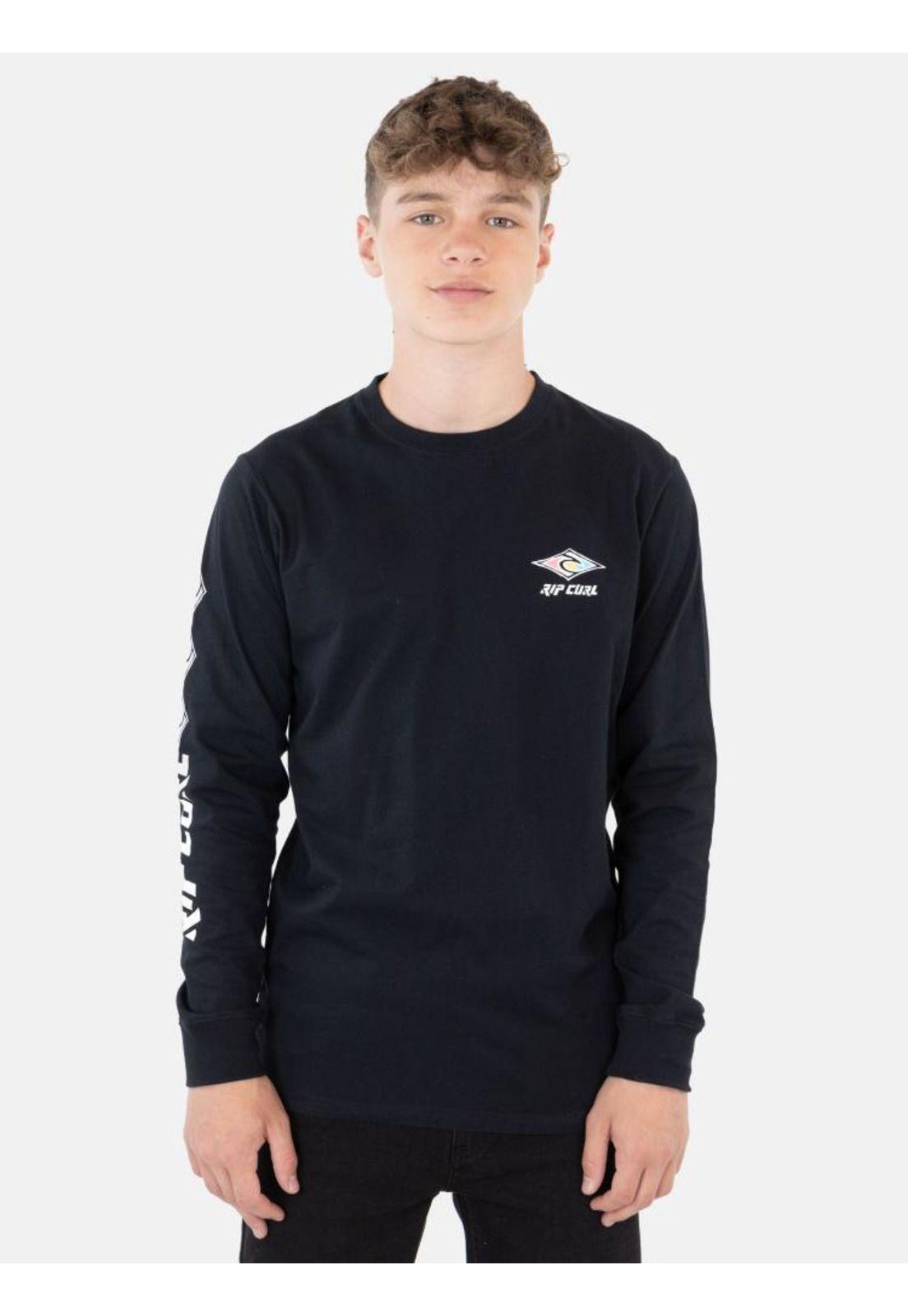 Polera Retro Rc Gradient Logo Ls Tee Negro Infantil Rip Curl-0