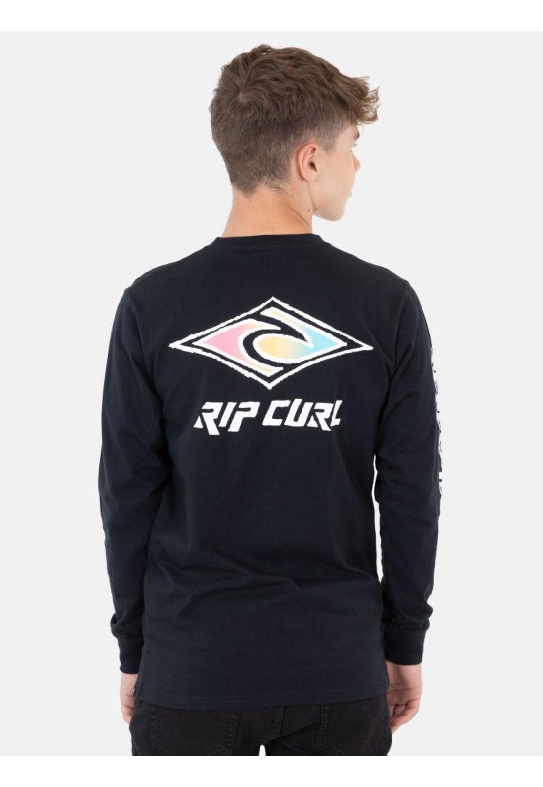 Polera Retro Rc Gradient Logo Ls Tee Negro Infantil Rip Curl-1