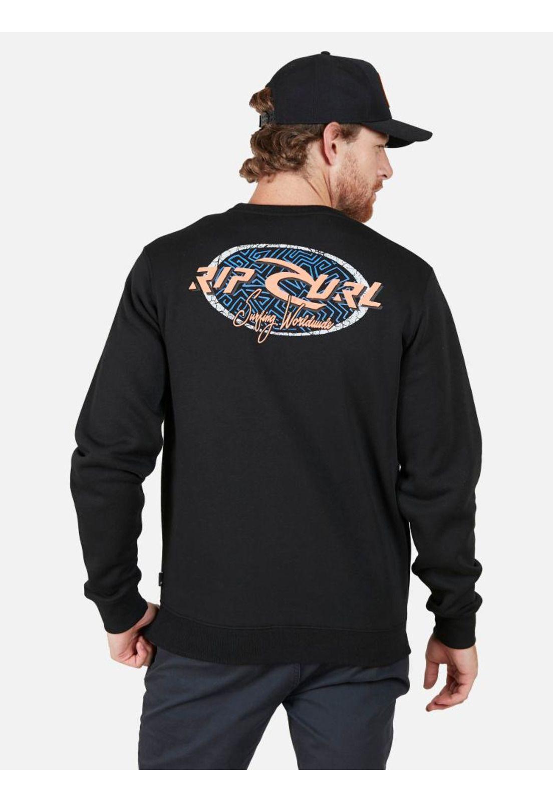 Poleron CRACKED SURFING Negro Hombre Rip Curl-1