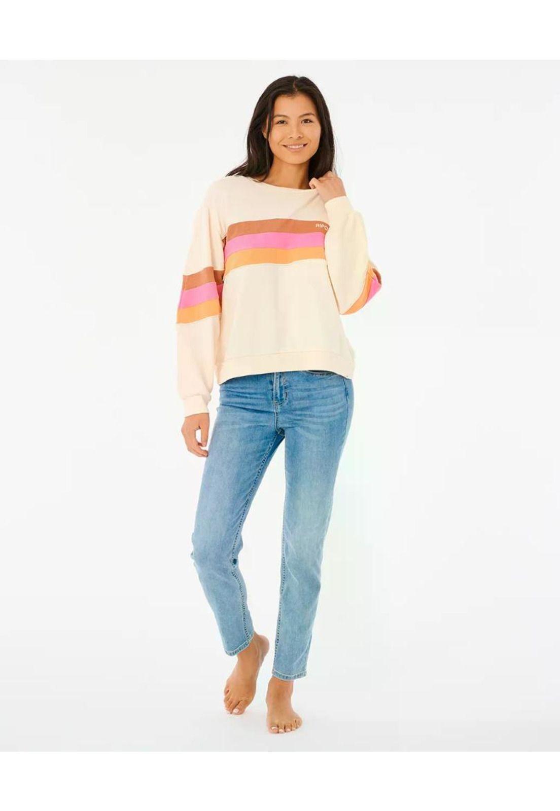 Poleron CR GOLDEN STATE CREW Mujer Blanco Rip Curl-3