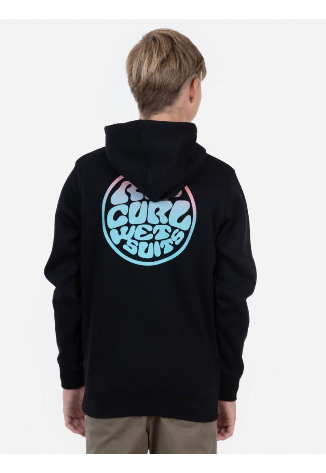 Poleron WETSUIT GRADIENT KANGUROO Juvenil Negro Rip Curl-1