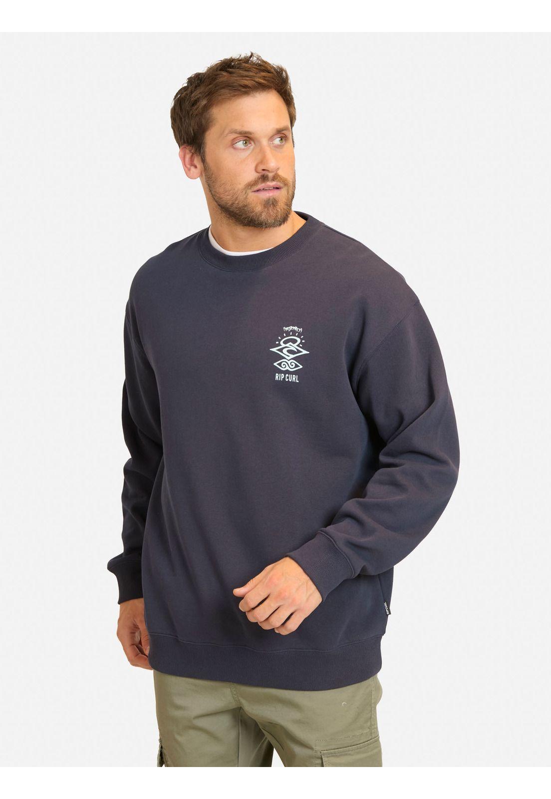 Poleron CR Search Logo Loose Crew Azul Hombre Rip Curl-0