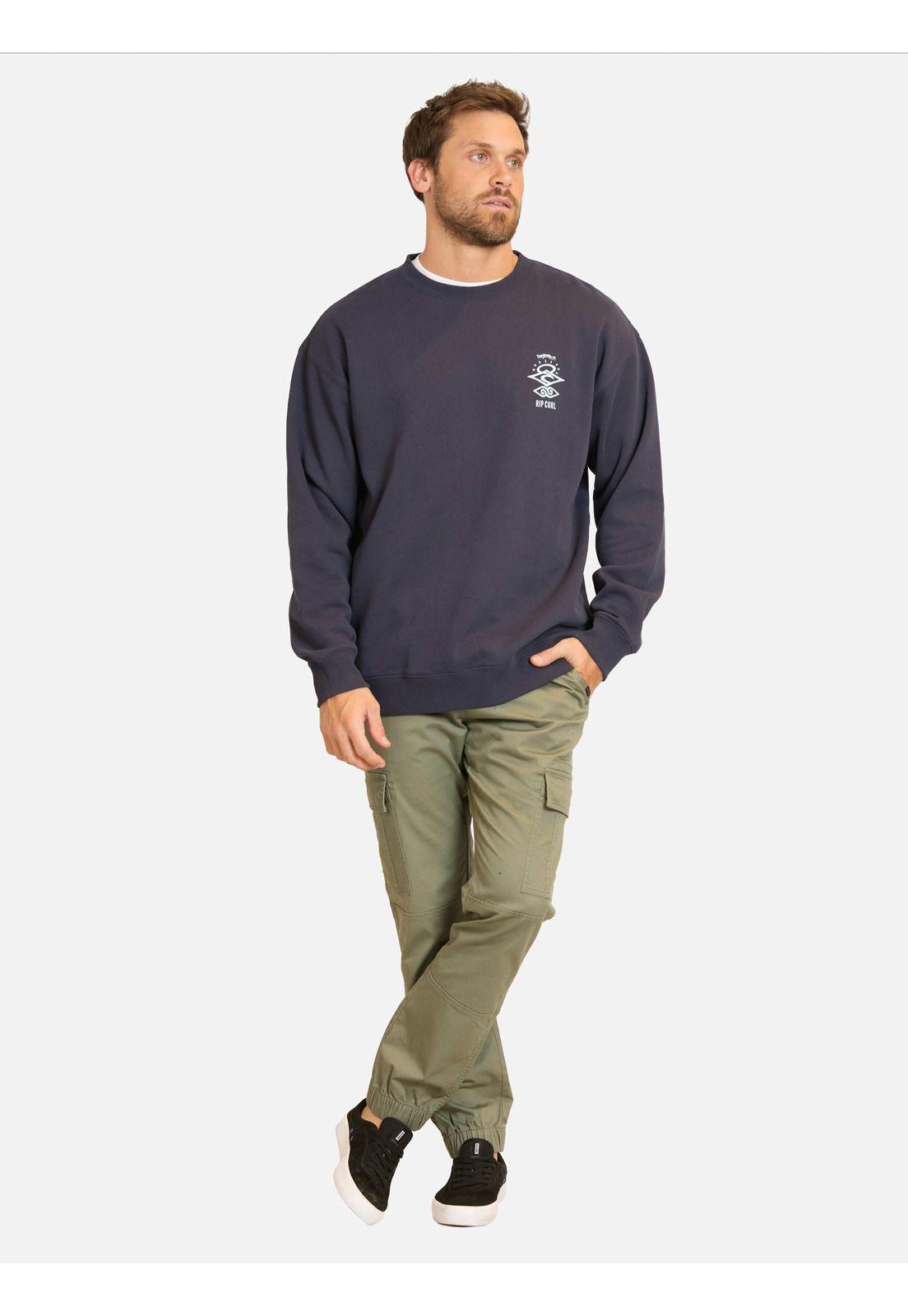 Poleron CR Search Logo Loose Crew Azul Hombre Rip Curl-3
