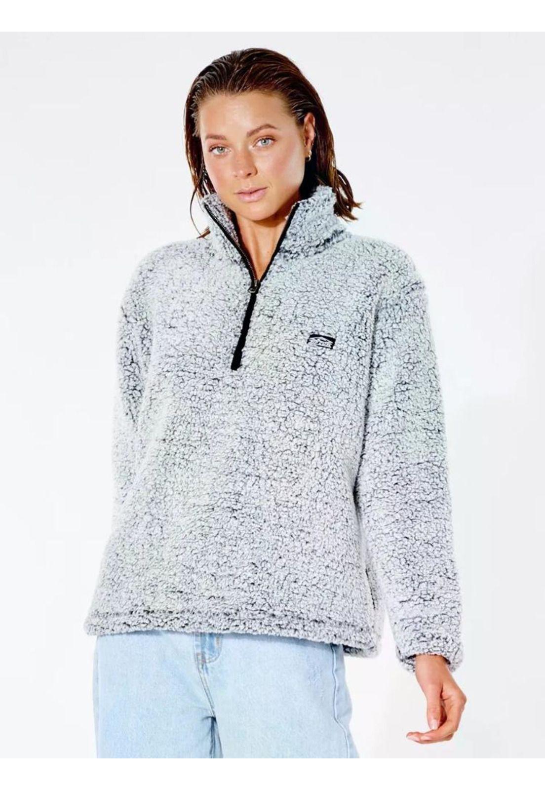 Poleron DARK N STORMY 1/4 ZIP CREW Mujer Gris Claro Rip Curl-0