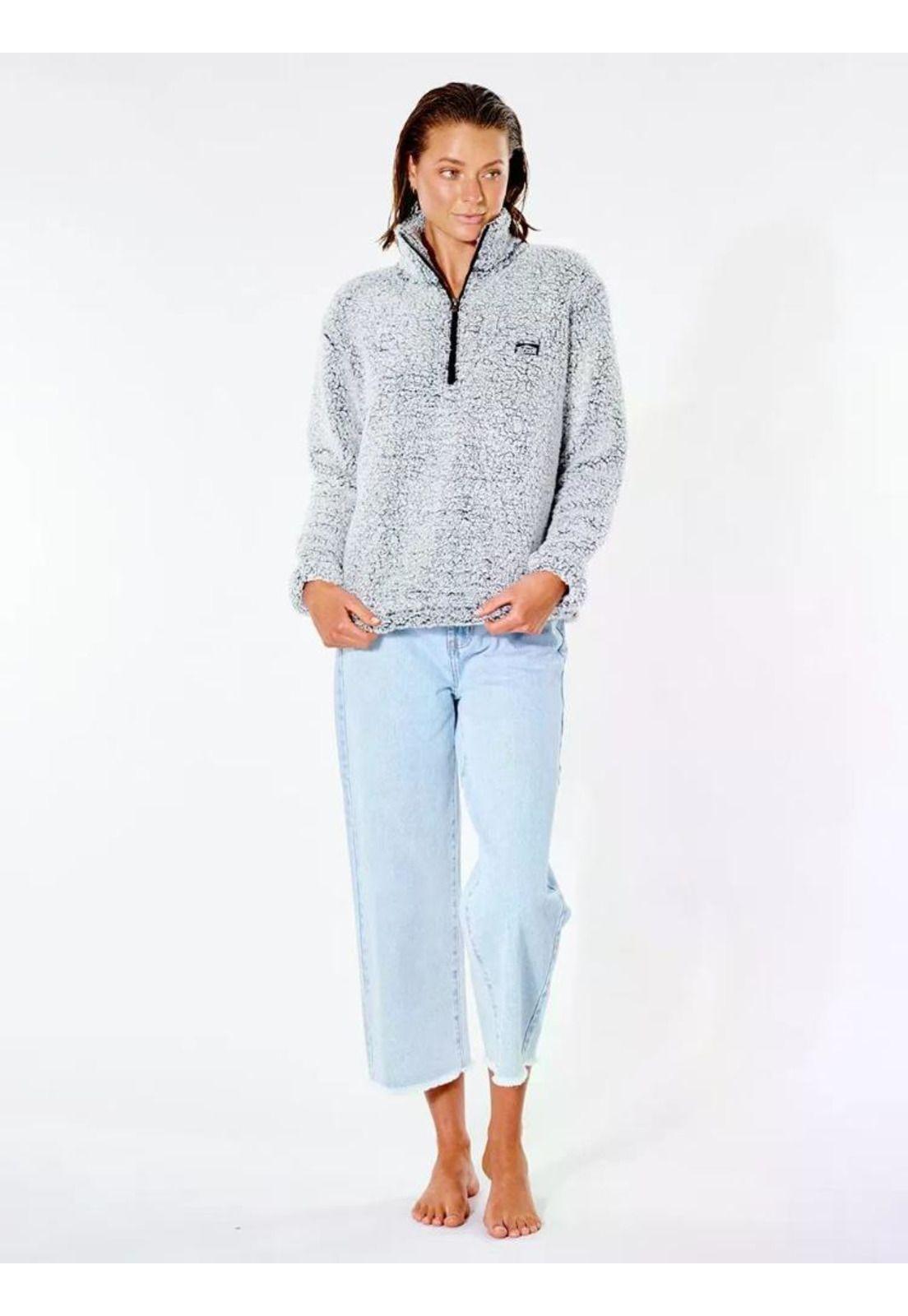 Poleron DARK N STORMY 1/4 ZIP CREW Mujer Gris Claro Rip Curl-3