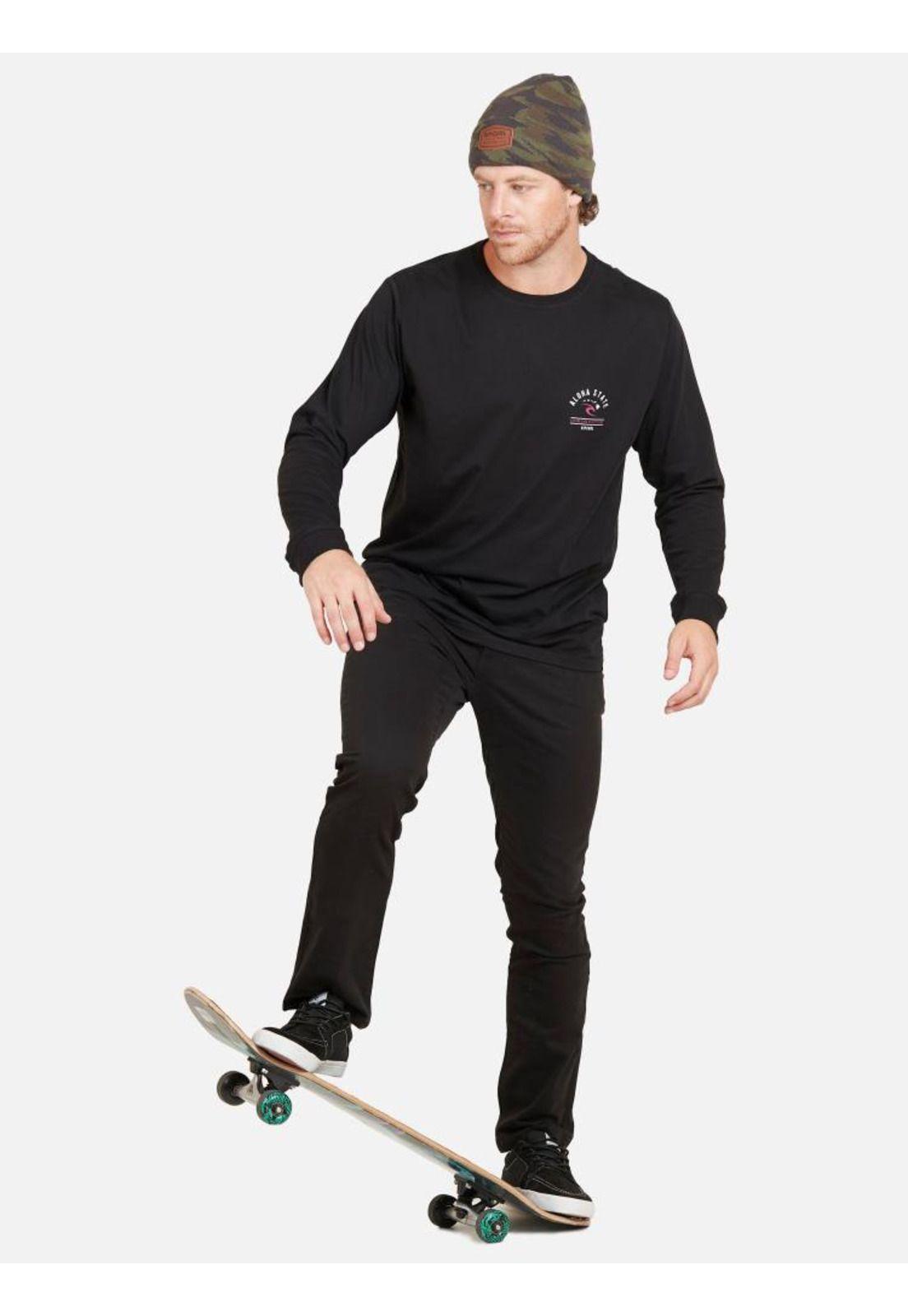 Polera ALOHA STATE LS TEE Hombre Negro Rip Curl-3