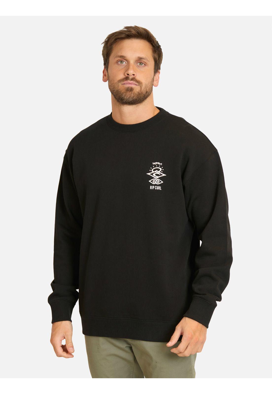Poleron CR Search Logo Loose Crew Negro Hombre Rip Curl-0