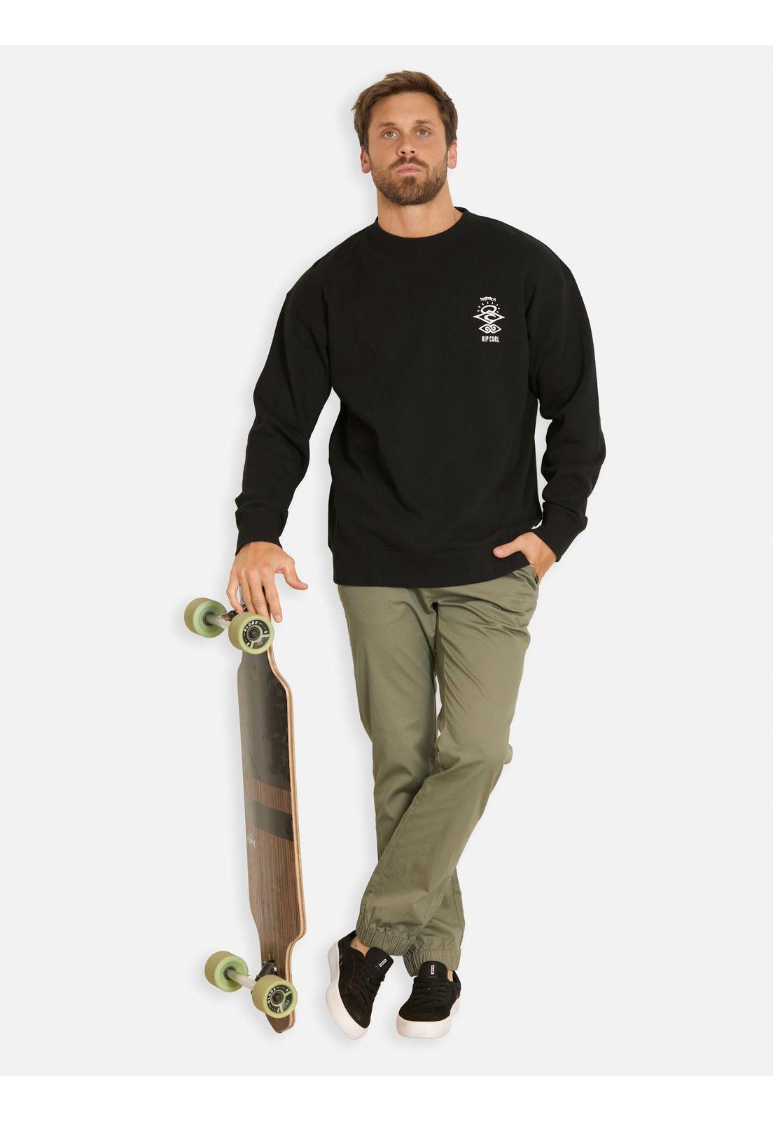 Poleron CR Search Logo Loose Crew Negro Hombre Rip Curl-3