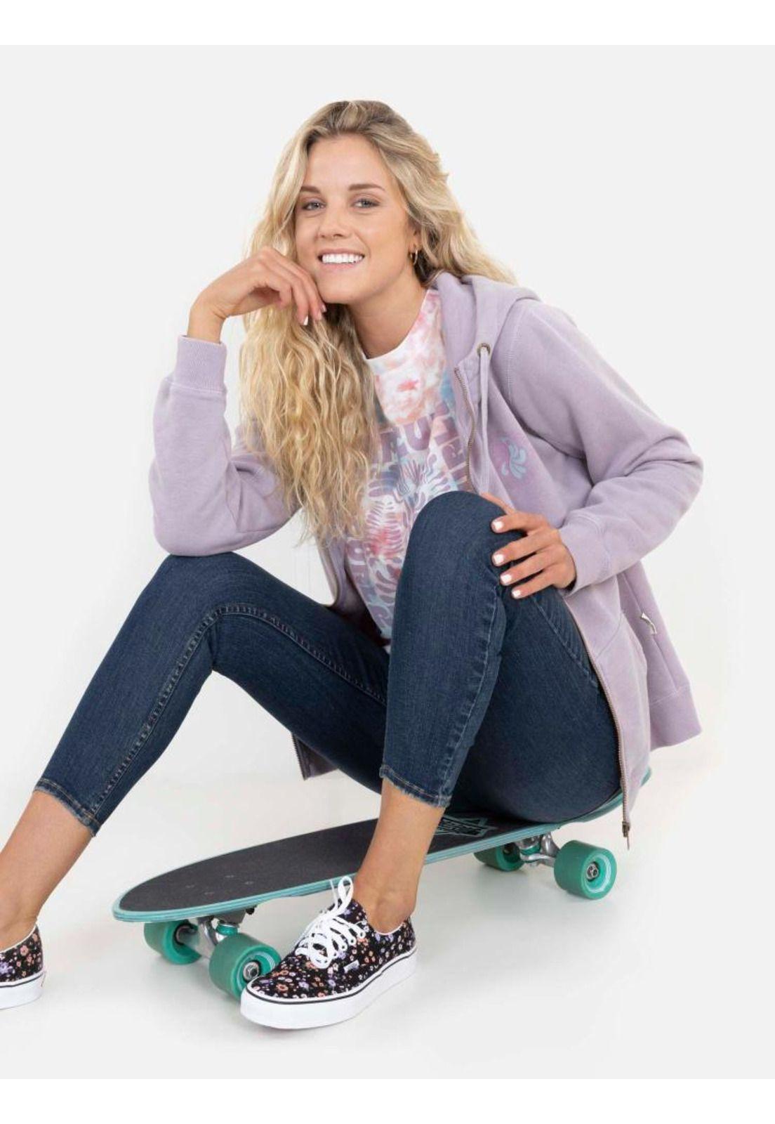 Poleron It Comes in Waves Full Zipper Morado Mujer Rip Curl-3