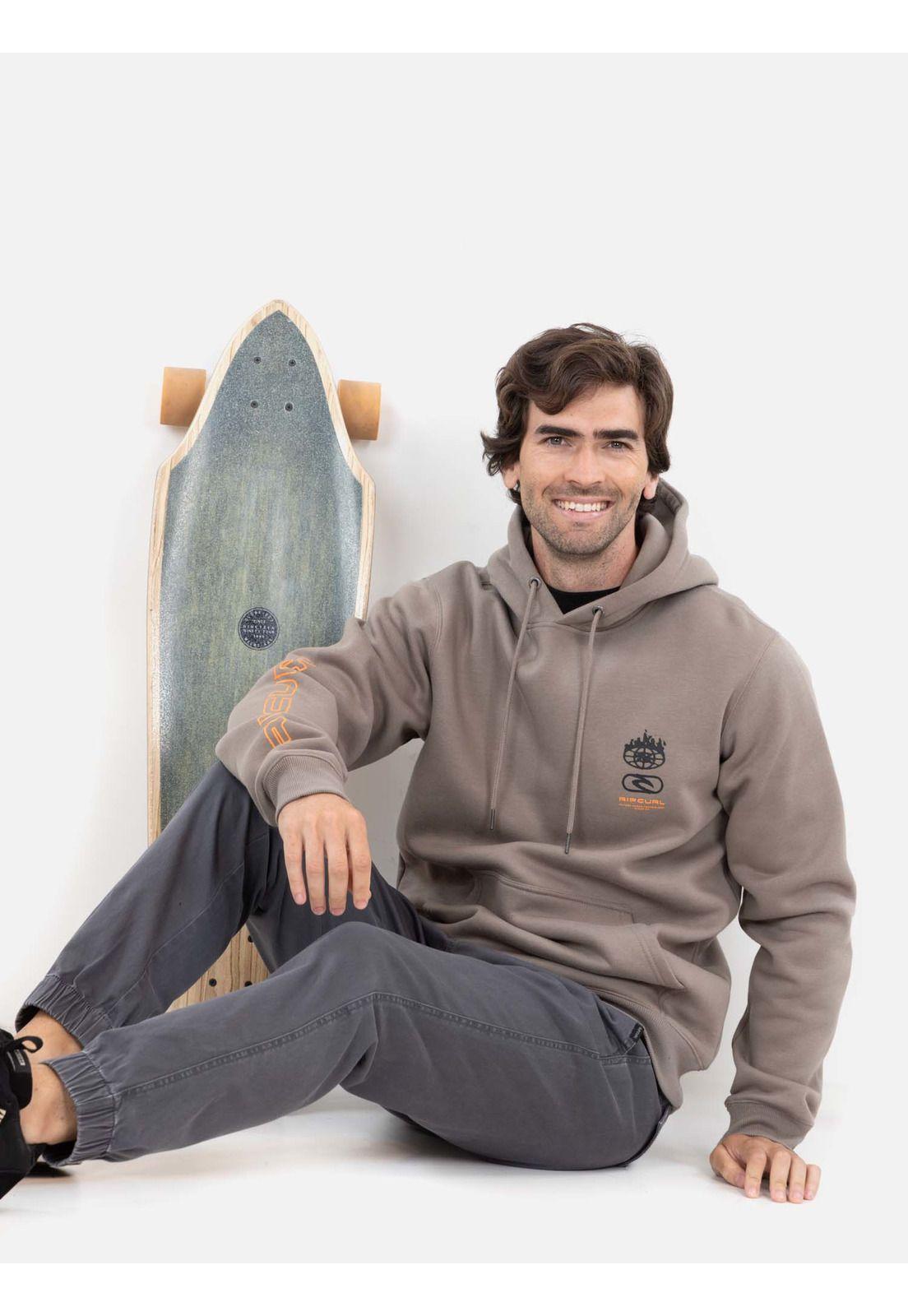 Poleron Canguro Swellx Café Hombre Rip Curl-3