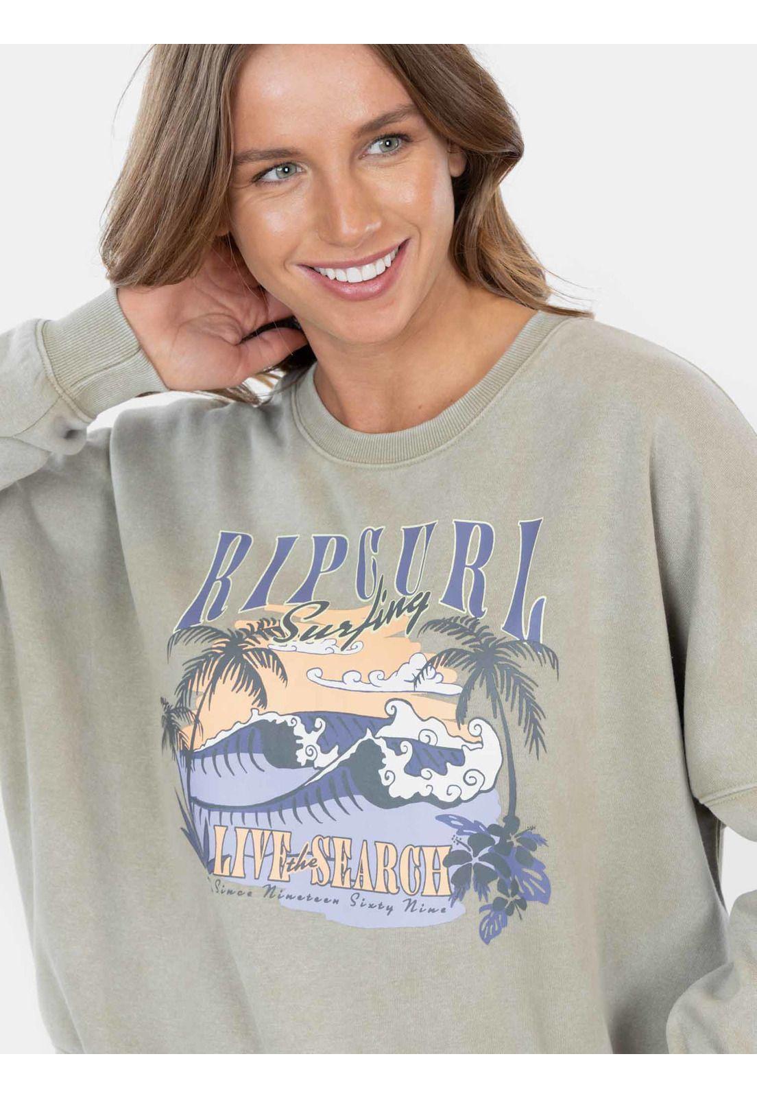 Poleron CR Live The Search Verde Mujer Rip Curl-0