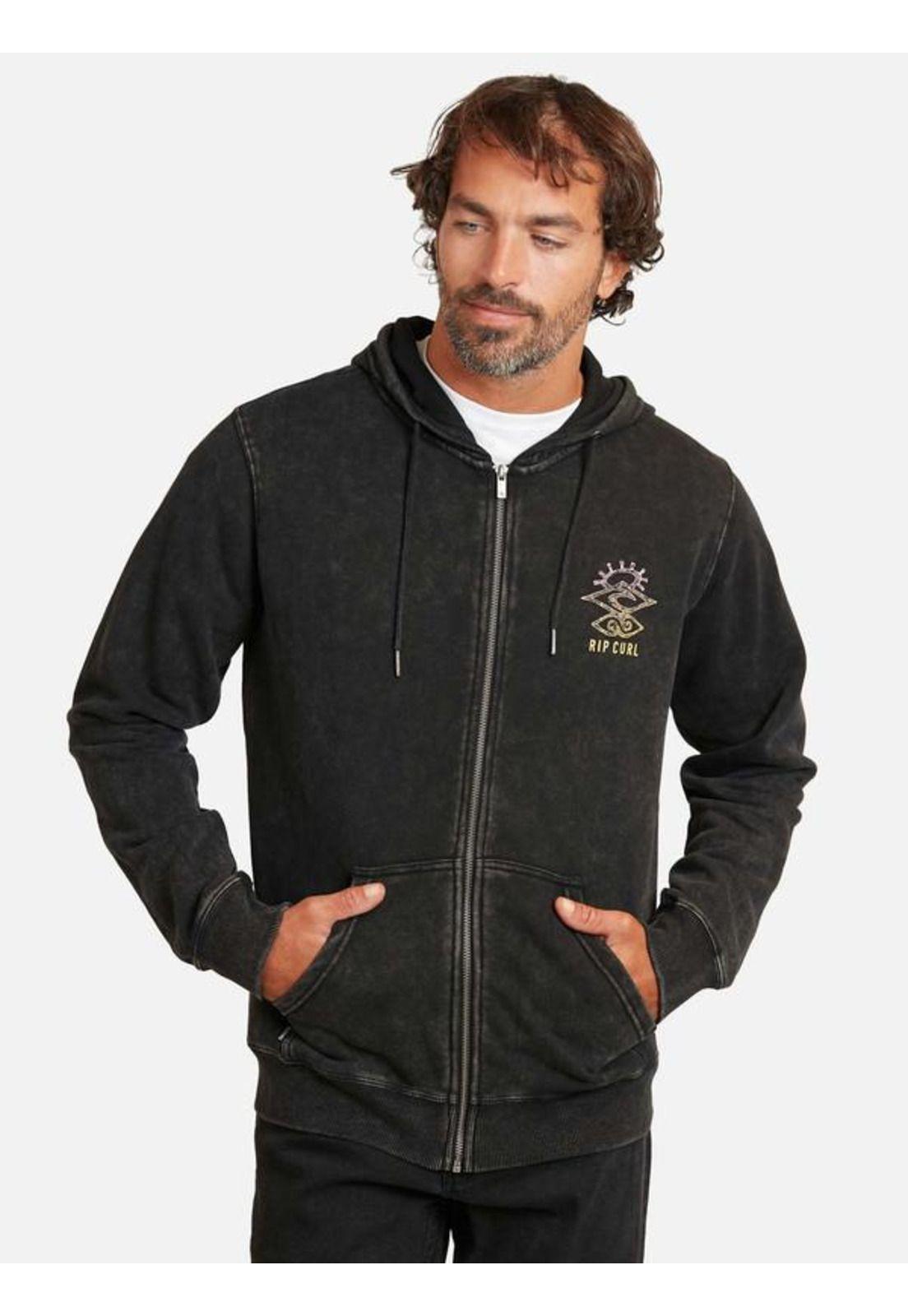 Poleron Fullzipper Maestro Fz Acid Wash Negro Hombre Ripcurl-0