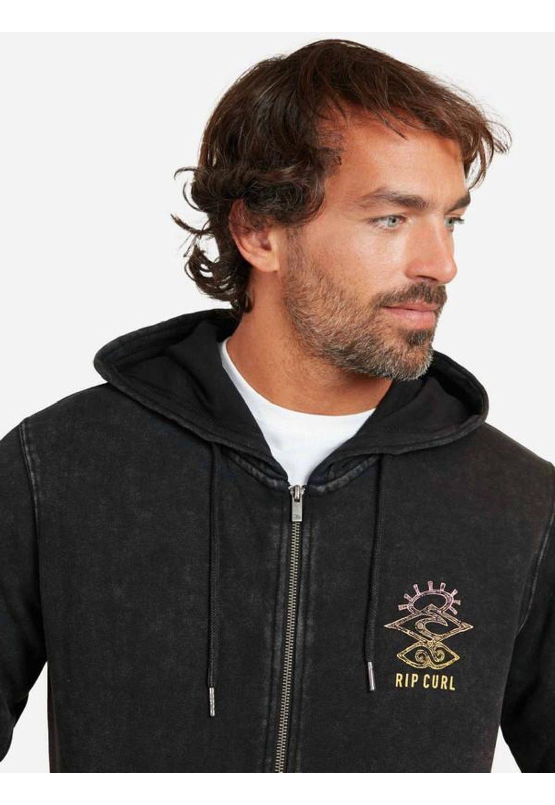 Poleron Fullzipper Maestro Fz Acid Wash Negro Hombre Ripcurl-2