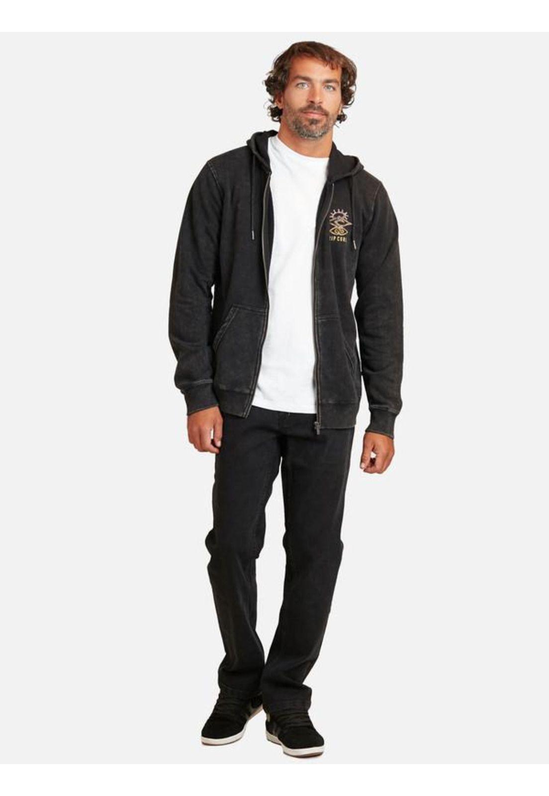 Poleron Fullzipper Maestro Fz Acid Wash Negro Hombre Ripcurl-3